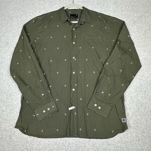 Tavik Shirt Men L Military Green Button Up Long Sleeve Geometric Grunge Gorpcore
